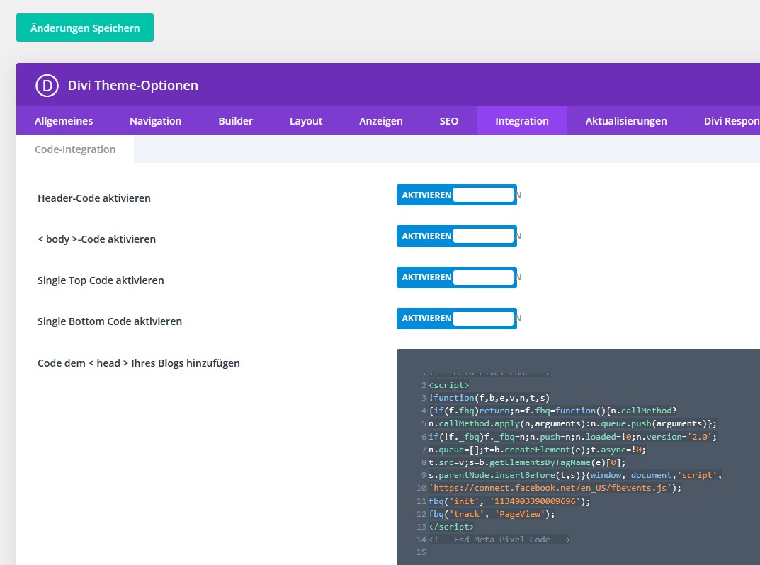 Facebookpixel einrichten (Divi 4)