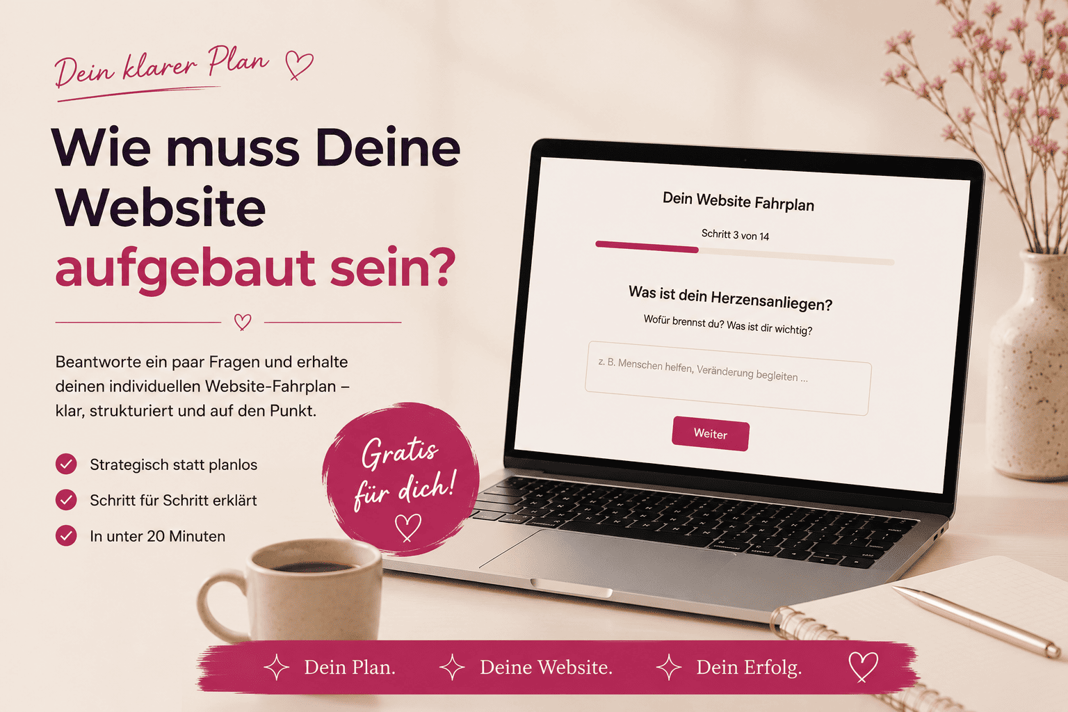 Website-Fahrplan mit strategischer Website-Planung auf einem Laptop
